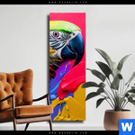 Leinwandbild Federn Papagei Schmal Produktvorschau mit dem Bild Federn Papagei im Format Schmal.