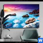 Leinwandbild Felsen Im Meer Querformat Produktvorschau mit dem Bild Felsen im Meer im Format Querformat.