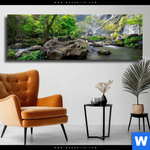 Leinwandbild Felsenbach Im Regenwald Panorama Produktvorschau mit dem Bild Felsenbach im Regenwald im Format Panorama.