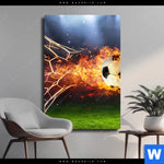 Leinwandbild Feuriger Fussball Hochformat Produktvorschau mit dem Bild Feuriger Fussball im Format Hochformat.