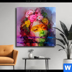 Leinwandbild Florales Frauenportraet Rosalie Quadrat Produktvorschau mit dem Bild Florales Frauenporträt - Rosalie im Format Quadrat.