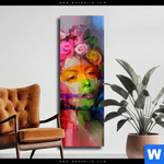 Leinwandbild Florales Frauenportraet Rosalie Schmal Produktvorschau mit dem Bild Florales Frauenporträt - Rosalie im Format Schmal.