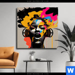 Leinwandbild Frau Mit Kopfhoerern Quadrat Produktvorschau mit dem Bild Frau mit Kopfhörern im Format Quadrat.