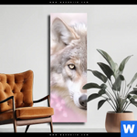 Leinwandbild Friedlicher Wolf Schmal Produktvorschau mit dem Bild Friedlicher Wolf im Format Schmal.