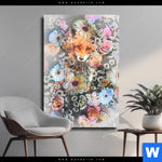 Leinwandbild Fuchs Blumen Hochformat Produktvorschau mit dem Bild Fuchs & Blumen im Format Hochformat.