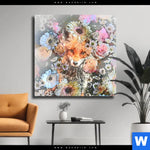 Leinwandbild Fuchs Blumen Quadrat Produktvorschau mit dem Bild Fuchs & Blumen im Format Quadrat.