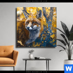 Leinwandbild Fuchs Im Blaetterwald Quadrat Produktvorschau mit dem Bild Fuchs im Blätterwald im Format Quadrat.