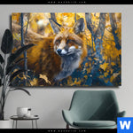 Leinwandbild Fuchs Im Blaetterwald Querformat Produktvorschau mit dem Bild Fuchs im Blätterwald im Format Querformat.