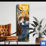 Leinwandbild Fuchs Im Blaetterwald Schmal Produktvorschau mit dem Bild Fuchs im Blätterwald im Format Schmal.