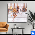 Leinwandbild Gesunde Vielfalt Aus Loeffeln Quadrat Produktvorschau mit dem Bild Gesunde Vielfalt aus Löffeln im Format Quadrat.