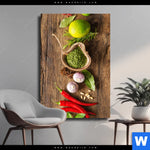 Leinwandbild Gewuerze Kraeuter Auf Holz Hochformat Produktvorschau mit dem Bild Gewürze & Kräuter auf Holz im Format Hochformat.