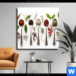 Leinwandbild Gewuerzvielfalt Quadrat Produktvorschau mit dem Bild Gewürzvielfalt im Format Quadrat.