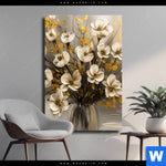 Leinwandbild Goldene Bluetenpoesie Hochformat Produktvorschau mit dem Bild Goldene Blütenpoesie im Format Hochformat.