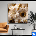 Leinwandbild Goldene Bluetenpracht Quadrat Produktvorschau mit dem Bild Goldene Blütenpracht im Format Quadrat.