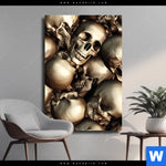Leinwandbild Goldene Schaedel Hochformat Produktvorschau mit dem Bild Goldene Schädel im Format Hochformat.