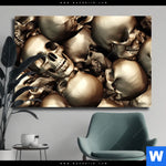 Leinwandbild Goldene Schaedel Querformat Produktvorschau mit dem Bild Goldene Schädel im Format Querformat.