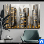 Leinwandbild Goldene Skyline Vision Querformat Produktvorschau mit dem Bild Goldene Skyline Vision im Format Querformat.