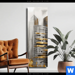 Leinwandbild Goldene Skyline Vision Schmal Produktvorschau mit dem Bild Goldene Skyline Vision im Format Schmal.