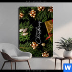 Leinwandbild Goldene Weihnachtsgruesse Hochformat Produktvorschau mit dem Bild Goldene Weihnachtsgrüße im Format Hochformat.