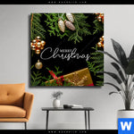 Leinwandbild Goldene Weihnachtsgruesse Quadrat Produktvorschau mit dem Bild Goldene Weihnachtsgrüße im Format Quadrat.