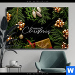 Leinwandbild Goldene Weihnachtsgruesse Querformat Produktvorschau mit dem Bild Goldene Weihnachtsgrüße im Format Querformat.