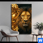 Leinwandbild Goldener Loewe Hochformat Produktvorschau mit dem Bild Goldener Löwe im Format Hochformat.