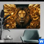 Leinwandbild Goldener Loewe Querformat Produktvorschau mit dem Bild Goldener Löwe im Format Querformat.