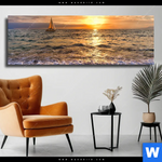 Leinwandbild Goldenes Licht Am Meer Panorama Produktvorschau mit dem Bild Goldenes Licht am Meer im Format Panorama.