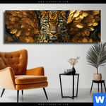 Leinwandbild Goldfluegel Leopard Panorama Produktvorschau mit dem Bild Goldflügel-Leopard im Format Panorama.