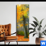 Leinwandbild Herbstfarben Im Nebligen Wald Schmal Produktvorschau mit dem Bild Herbstfarben im nebligen Wald im Format Schmal.
