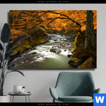 Leinwandbild Herbstlandschaft Am Fluss Querformat Produktvorschau mit dem Bild Herbstlandschaft am Fluss im Format Querformat.