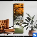 Leinwandbild Herbstlandschaft Am Fluss Schmal Produktvorschau mit dem Bild Herbstlandschaft am Fluss im Format Schmal.