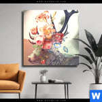 Leinwandbild Hirsch Blumen Quadrat Produktvorschau mit dem Bild Hirsch & Blumen im Format Quadrat.