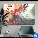 Leinwandbild Hirsch Blumen Querformat Produktvorschau mit dem Bild Hirsch & Blumen im Format Querformat.