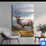 Leinwandbild Hirsch In Der Herbstzeit Hochformat Produktvorschau mit dem Bild Hirsch in der Herbstzeit im Format Hochformat.