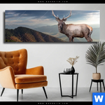 Leinwandbild Hirsch In Der Herbstzeit Panorama Produktvorschau mit dem Bild Hirsch in der Herbstzeit im Format Panorama.
