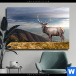 Leinwandbild Hirsch In Der Herbstzeit Querformat Produktvorschau mit dem Bild Hirsch in der Herbstzeit im Format Querformat.