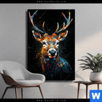 Leinwandbild Hirsch Kopf Hochformat Produktvorschau mit dem Bild Hirsch-Kopf im Format Hochformat.