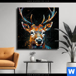 Leinwandbild Hirsch Kopf Quadrat Produktvorschau mit dem Bild Hirsch-Kopf im Format Quadrat.