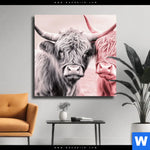 Leinwandbild Hochlandrinder Harmonie In Pastell Quadrat Produktvorschau mit dem Bild Hochlandrinder - Harmonie in Pastell im Format Quadrat.