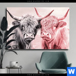 Leinwandbild Hochlandrinder Harmonie In Pastell Querformat Produktvorschau mit dem Bild Hochlandrinder - Harmonie in Pastell im Format Querformat.