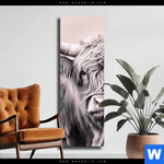 Leinwandbild Hochlandrinder Harmonie In Pastell Schmal Produktvorschau mit dem Bild Hochlandrinder - Harmonie in Pastell im Format Schmal.