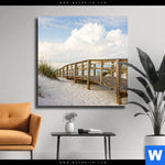 Leinwandbild Holzsteg Duenen Quadrat Produktvorschau mit dem Bild Holzsteg & Dünen im Format Quadrat.