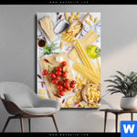 Leinwandbild Italienische Pasta Vielfalt Hochformat Produktvorschau mit dem Bild Italienische Pasta Vielfalt im Format Hochformat.