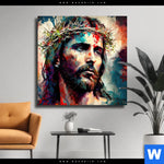 Leinwandbild Jesus Christus Mit Dornenkrone Quadrat Produktvorschau mit dem Bild Jesus Christus mit Dornenkrone im Format Quadrat.
