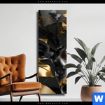 Leinwandbild Junger Hirsch Und Goldblumen Schmal Produktvorschau mit dem Bild Junger Hirsch und Goldblumen im Format Schmal.