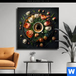 Leinwandbild Kaffee Inmitten Wunderschoener Blumen Quadrat Produktvorschau mit dem Bild Kaffee inmitten wunderschöner Blumen im Format Quadrat.