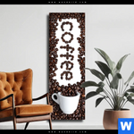 Leinwandbild Kaffeegenuss Aus Besten Bohnen Schmal Produktvorschau mit dem Bild Kaffeegenuss aus besten Bohnen im Format Schmal.