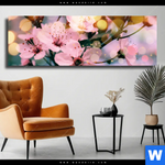 Leinwandbild Kirschblueten Im Fruehlingslicht Panorama Produktvorschau mit dem Bild Kirschblüten im Frühlingslicht im Format Panorama.