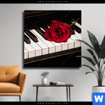 Leinwandbild Klavier Rose Quadrat Produktvorschau mit dem Bild Klavier & Rose im Format Quadrat.